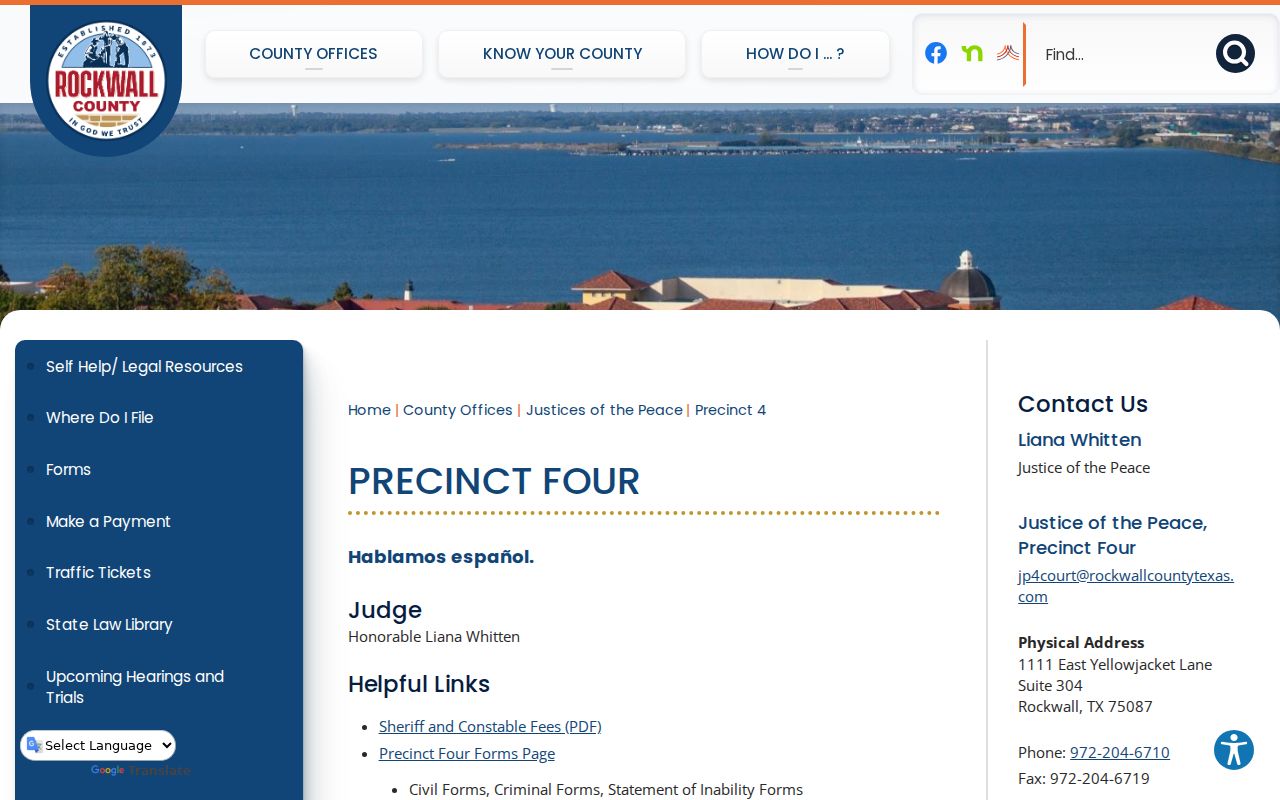 Rockwall County JP4 counter for court schedule confirmation