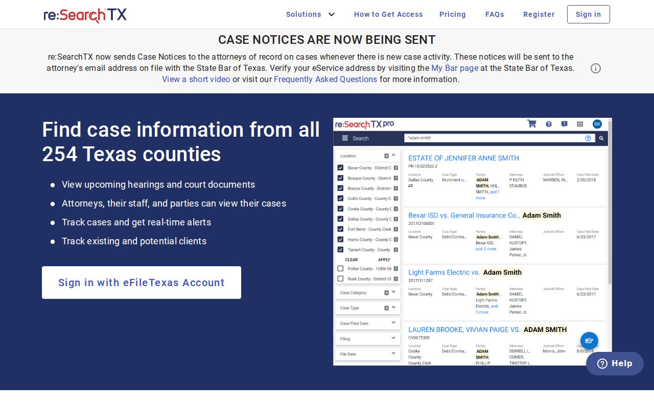 Rockwall County case search using the statewide re SearchTX portal