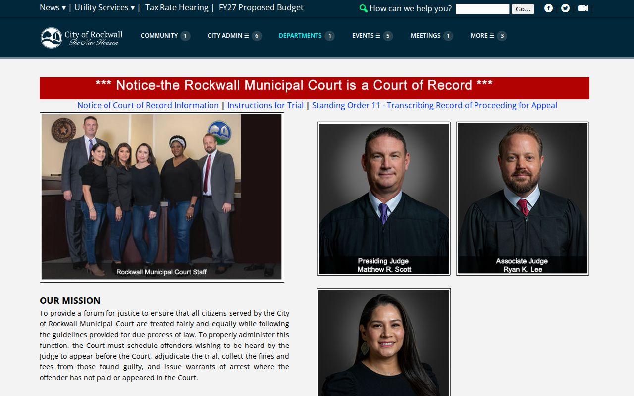 Rockwall County municipal court case record request source